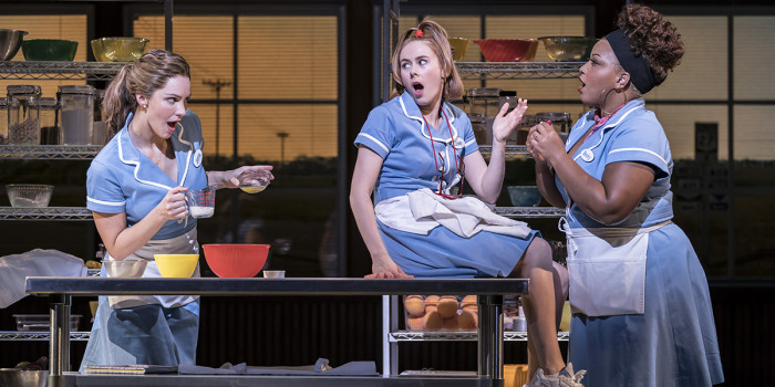 Marisha Wallace, Katharine McPhee and Laura Baldwin in Waitress. (Photo credit: Johan Persson).