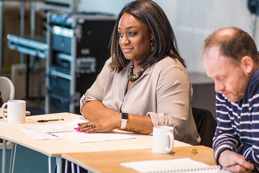 Sandra Marvin (Camila Batmanghelidjh) in rehearsals for Committee... (A New Musical)