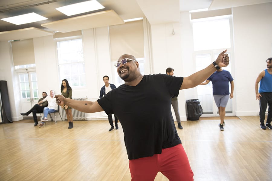 Trevor Dion Nicholas (Genie) in rehearsal for Disney's Aladdin (Photo: Johan Persson)