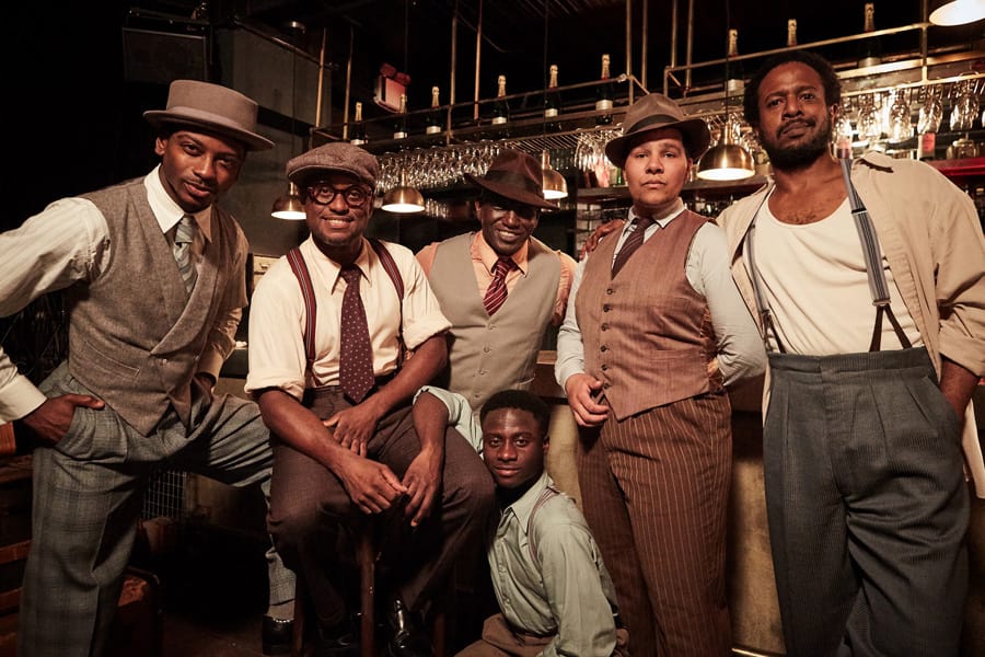 The cast of Five Guys Named Moe at Marble Arch Theatre (Photo: Graham Michael)