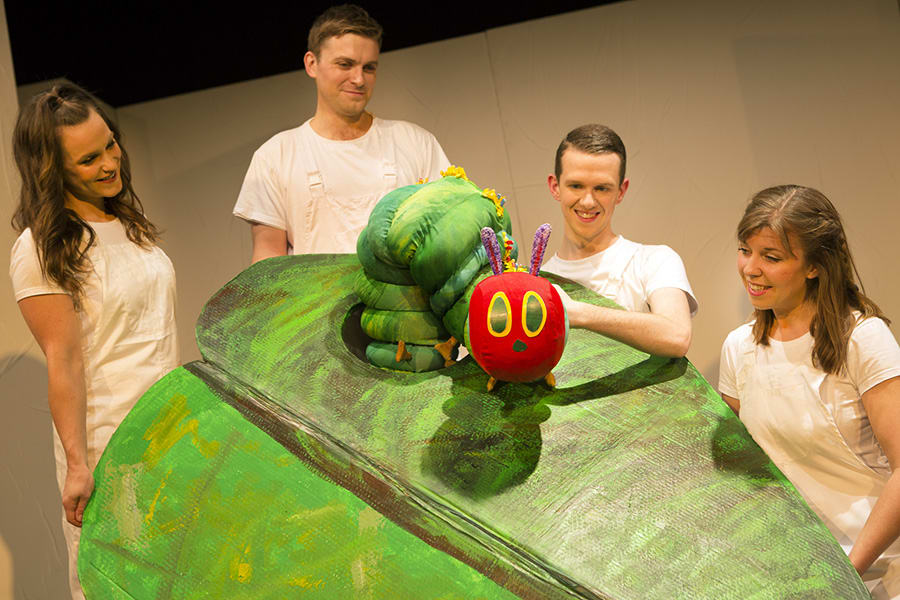 Sarah Hamilton, Andrew Cullimore, Adam Ryan and Katie Haygarth in The Very Hungry Caterpillar Show (Photo: Pamela Raith Photography)