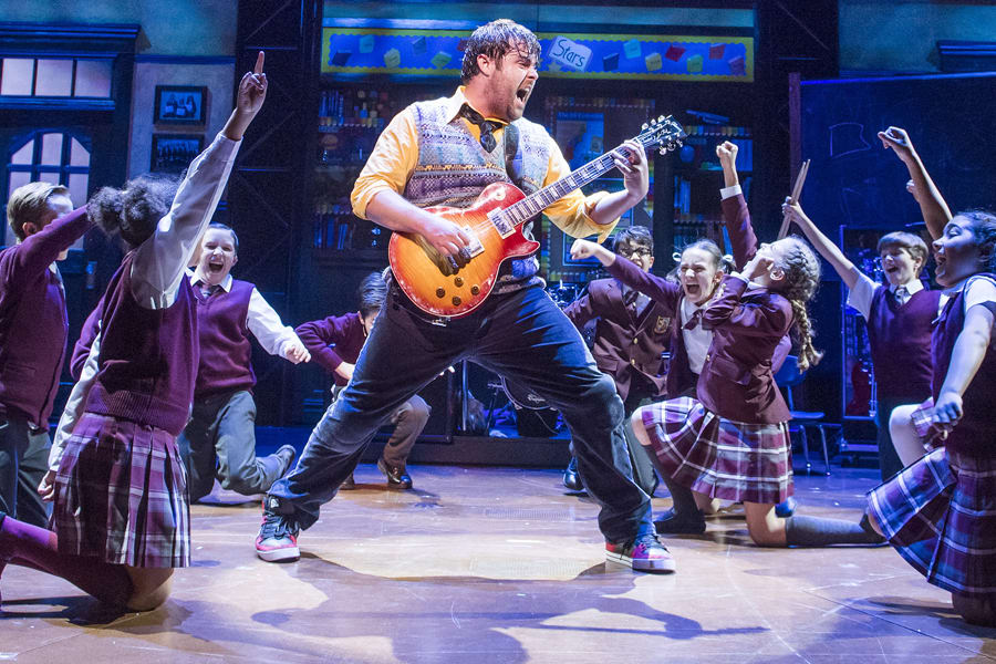 David Fynn (Dewey Finn) & the kids from School Of Rock (Photo by Tristram Kenton)