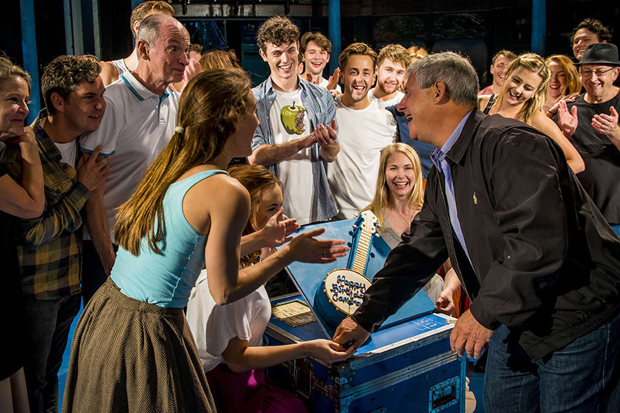 Sir Cameron Mackintosh and the cast of Half A Sixpence at the Noël Coward Theatre (Photo: Matt Crockett)