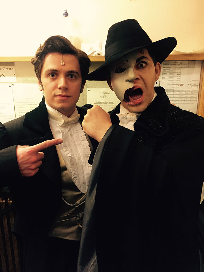 Nadim Naaman and Ben Forster backstage at The Phantom Of The Opera