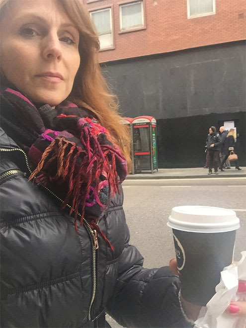 Rebecca Thornhill enjoys her morning coffee