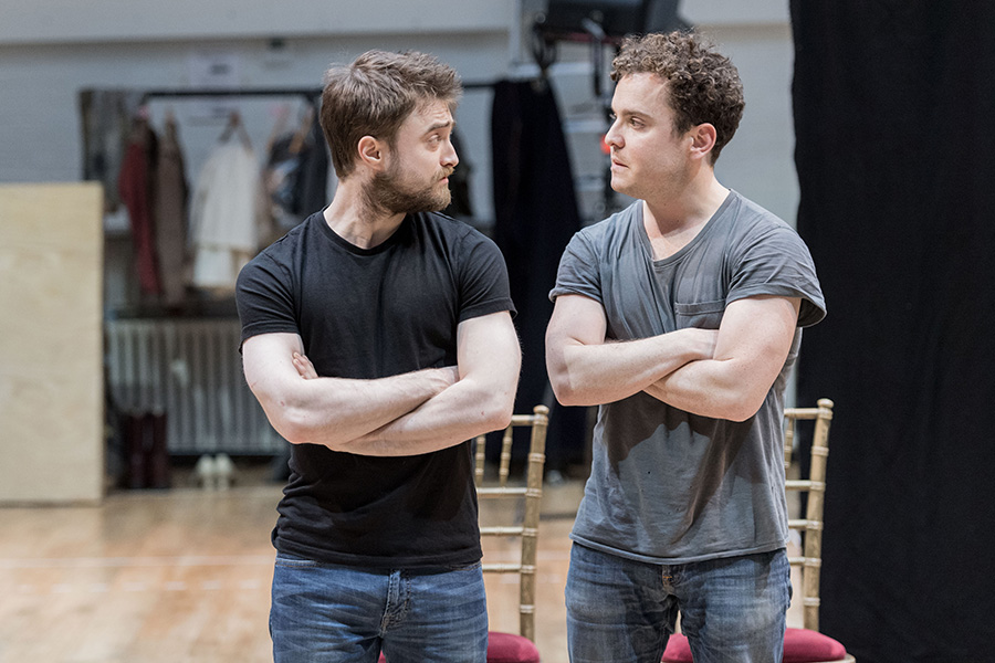 Daniel Radcliffe (Rosencrantz) and Joshua McGuire (Guildenstern) in rehearsals for Rosencrantz & Guildenstern Are Dead at The Old Vic (Photo: Manuel Harlan)