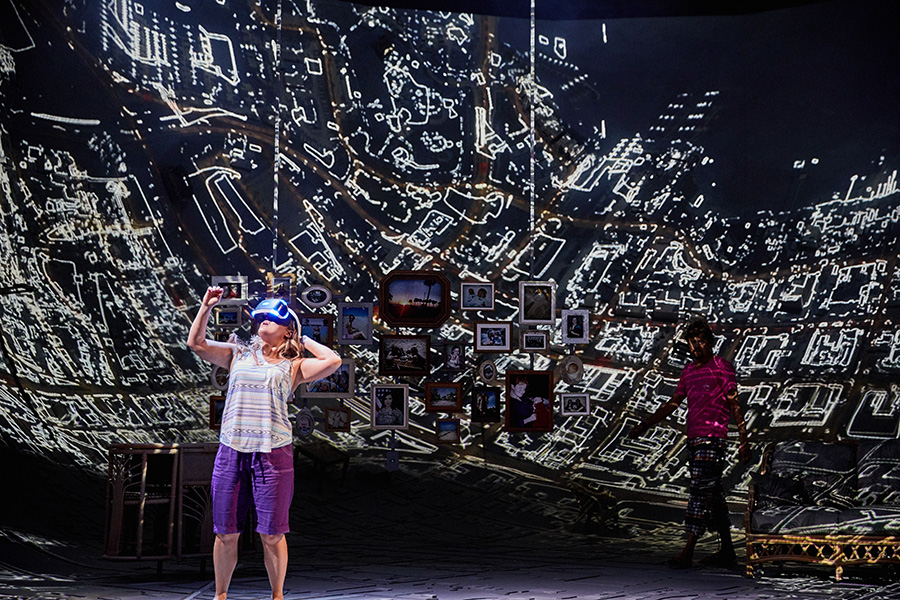 Olivia Darnley (Kacie) and Kris Marshall (Kelvin) in Ugly Lies The Bone at the National Theatre (Photo: Mark Douet)