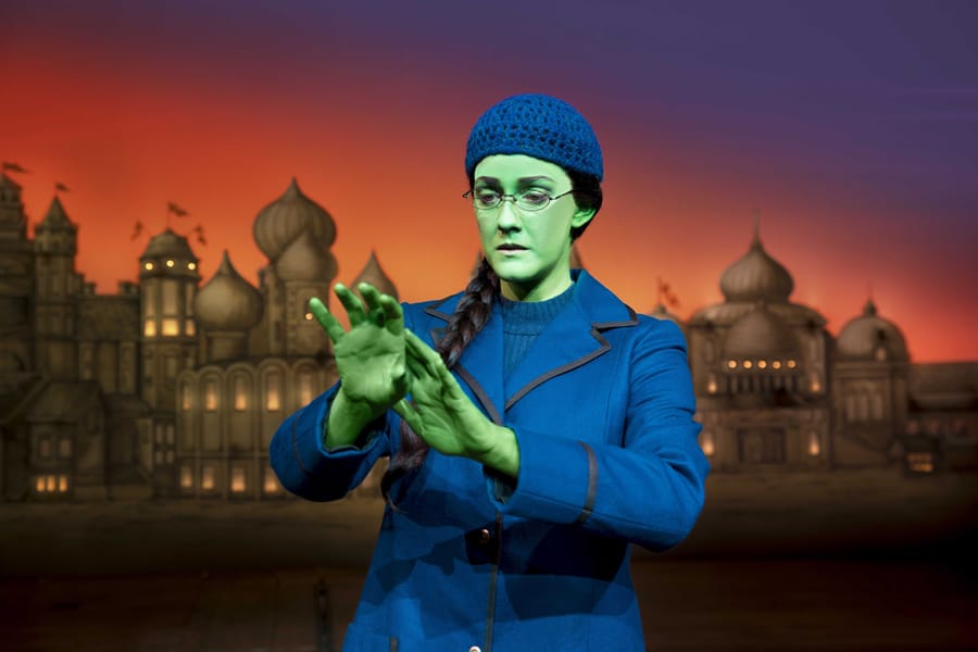 Alice Fearn (Elphaba) in Wicked at The Apollo Victoria Theatre (Photo: Matt Crockett)