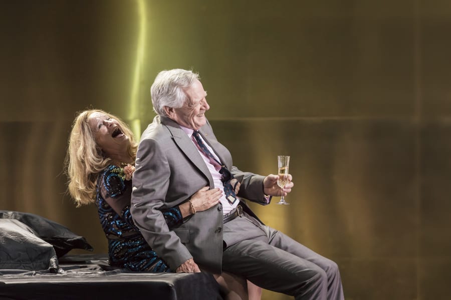 Lisa Palfrey (Big Mama) and Michael J Shannon (Reverend) in Cat On A Hot Tin Roof at the Apollo Theatre (Photo: Johan Persson)