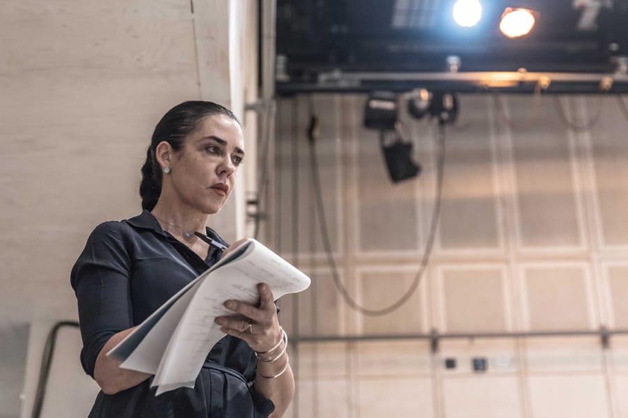 Director Yaël Farber in rehearsal for Knives In Hens (Photo: Marc Brenner)