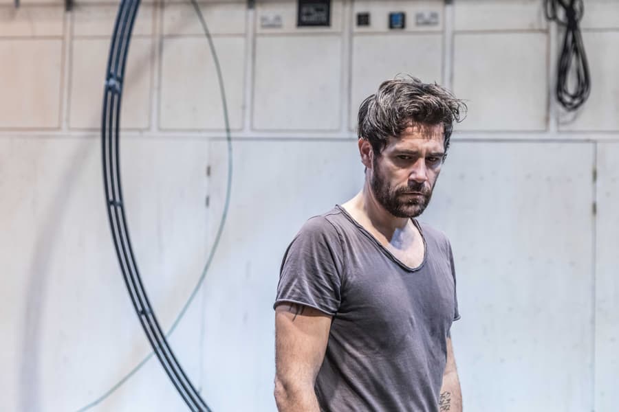 Matt Ryan (Gilbert) in rehearsal for Knives In Hens (Photo: Marc Brenner)