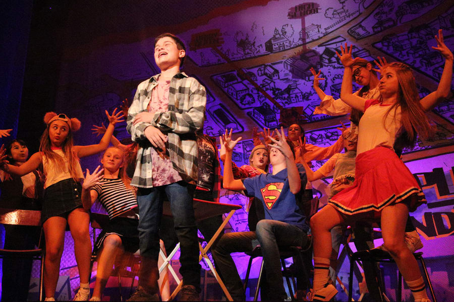 Milo Panni (Evan) and the cast of 13 The Musical (Photo: Roy Tan)