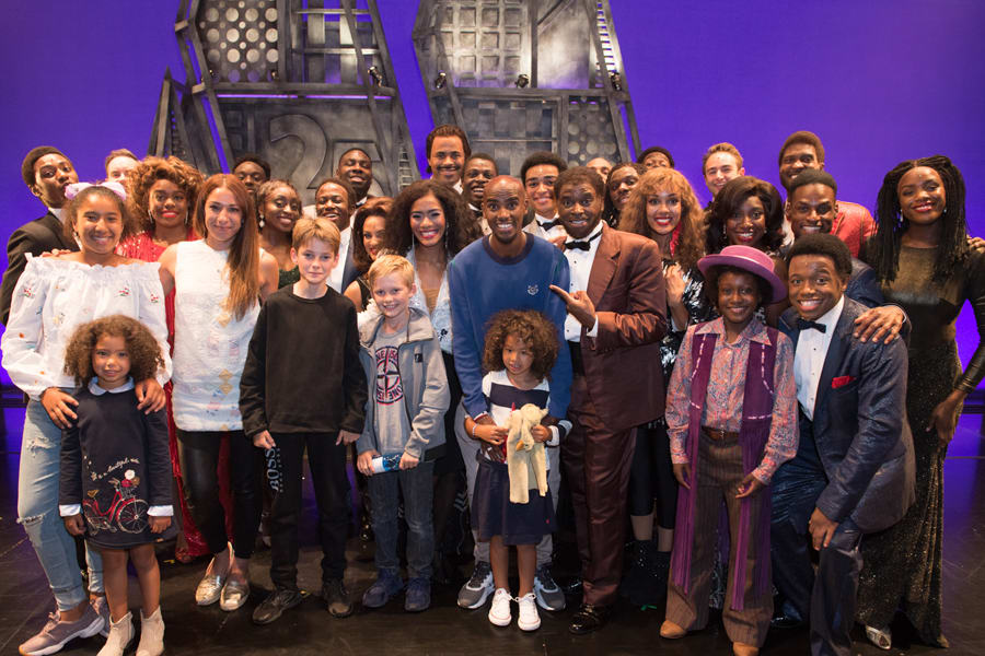 Mo Farah with his family and the West End cast of Motown The Musical (Photo: Craig Sugden)