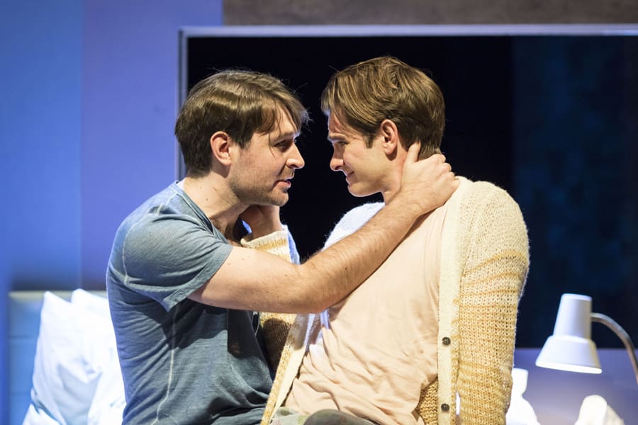 James McArdle (Louis) and Andrew Garfield (Prior) in Angels In America - Millennium Approaches (Photo: Helen Maybanks)