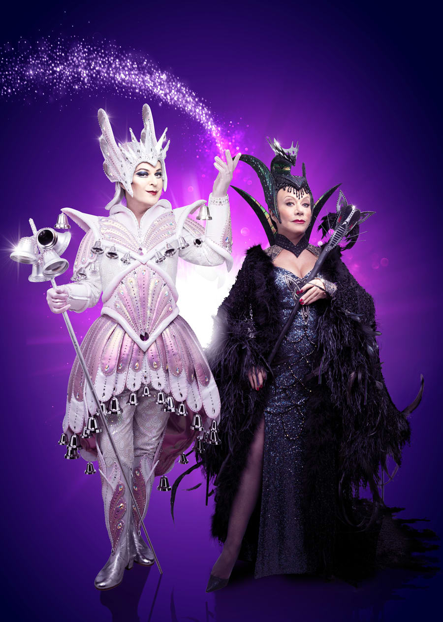 Julian Clary (Spirit of the Bells) and Elaine Paige (Queen Rat) in Dick Whittington