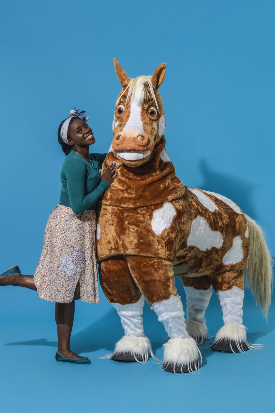 Aisha Jawando and Clapton the Horse in Hackney Empire's Cinderella 2017 (Photo: Perou)