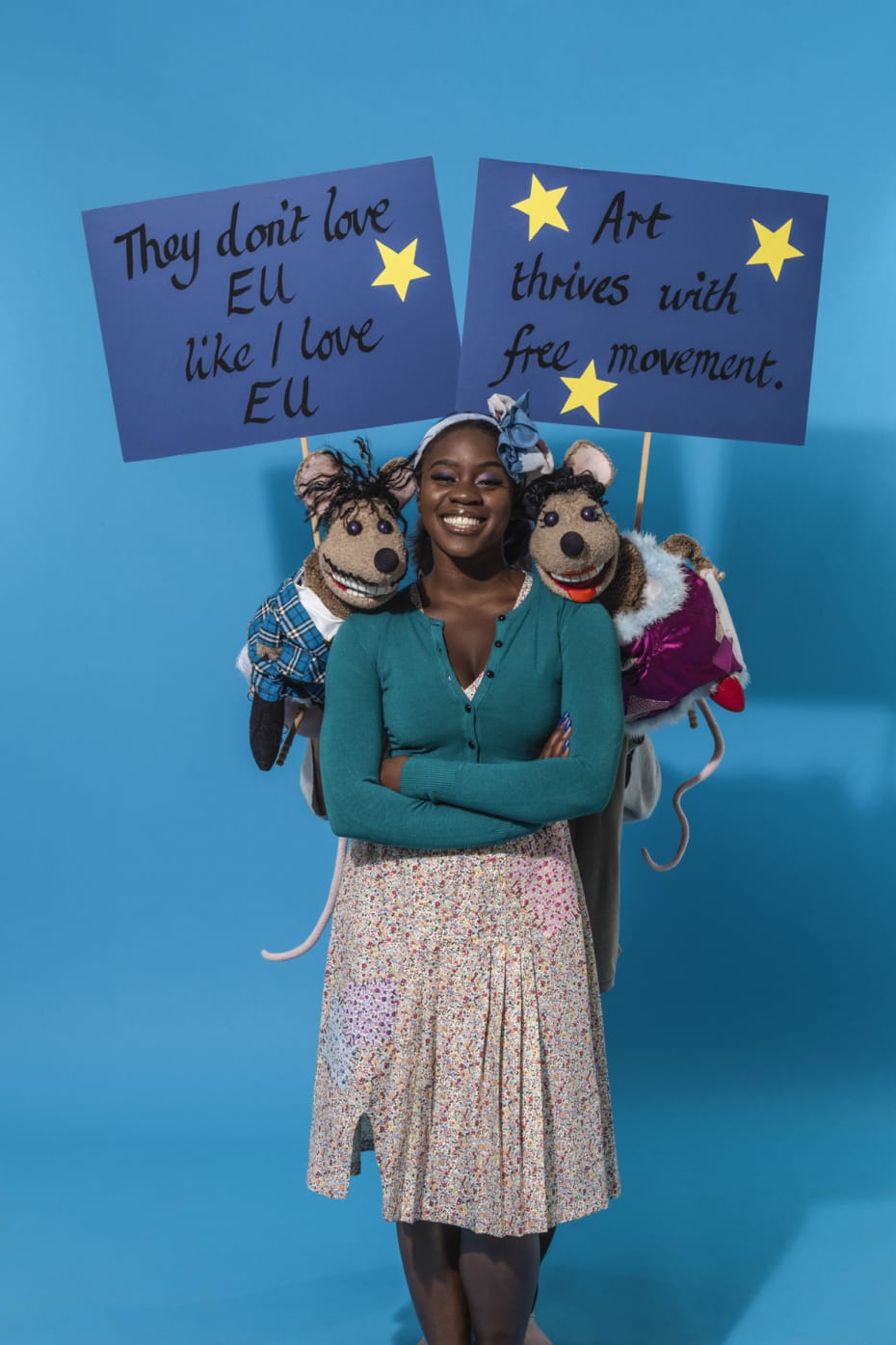 Aisha Jawando, Duchess The Mouse and Duke The Mouse in Hackney Empire's Cinderella 2017 (Photo: Perou)