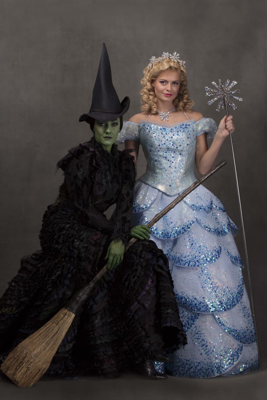 Alice Fearn (Elphaba) and Sophie Evans (Glinda) in Wicked (Photo: Darren Bell)